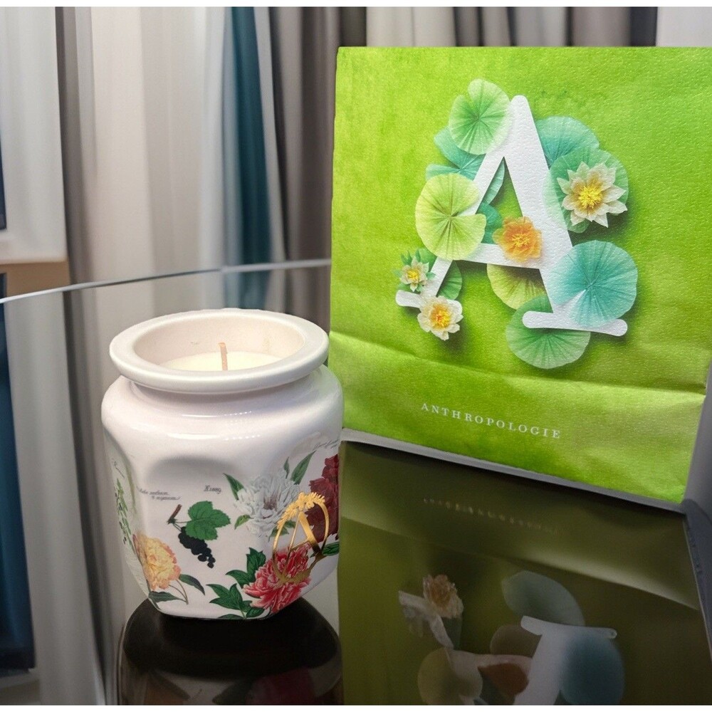 Anthropologie Fragrance Candle - Peony Blush - Ceramic Jar With Gift Bag - New